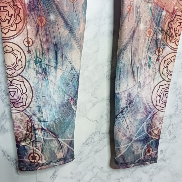 Evolution And Creation Leggings Women Size M Blue Stretch High Waist Activewear - Picture 5 of 6